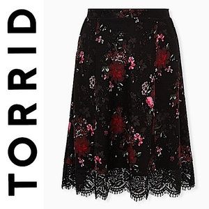 Torrid Black Floral Lace Skirt